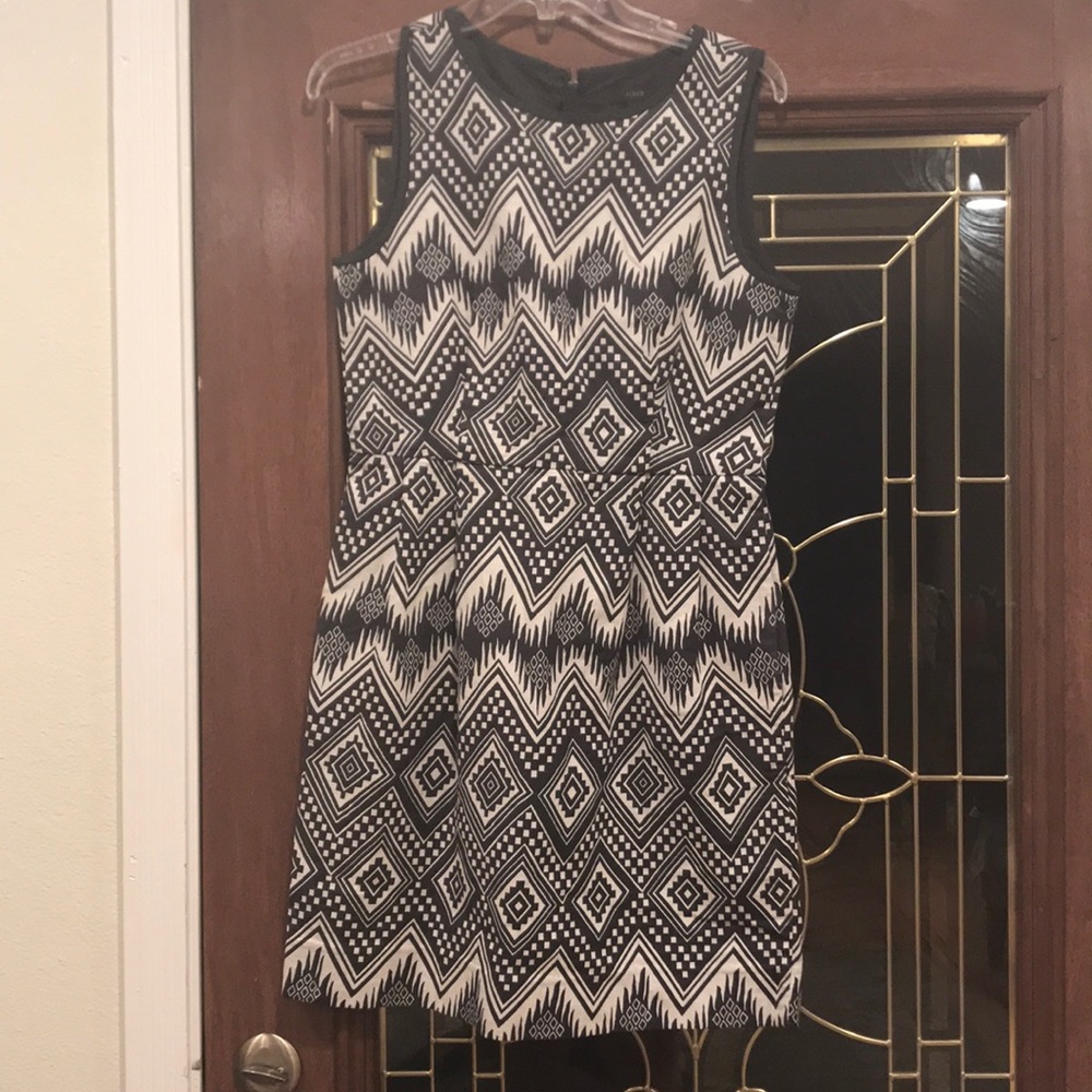 J Crew charcoal and withe sleeveless dress